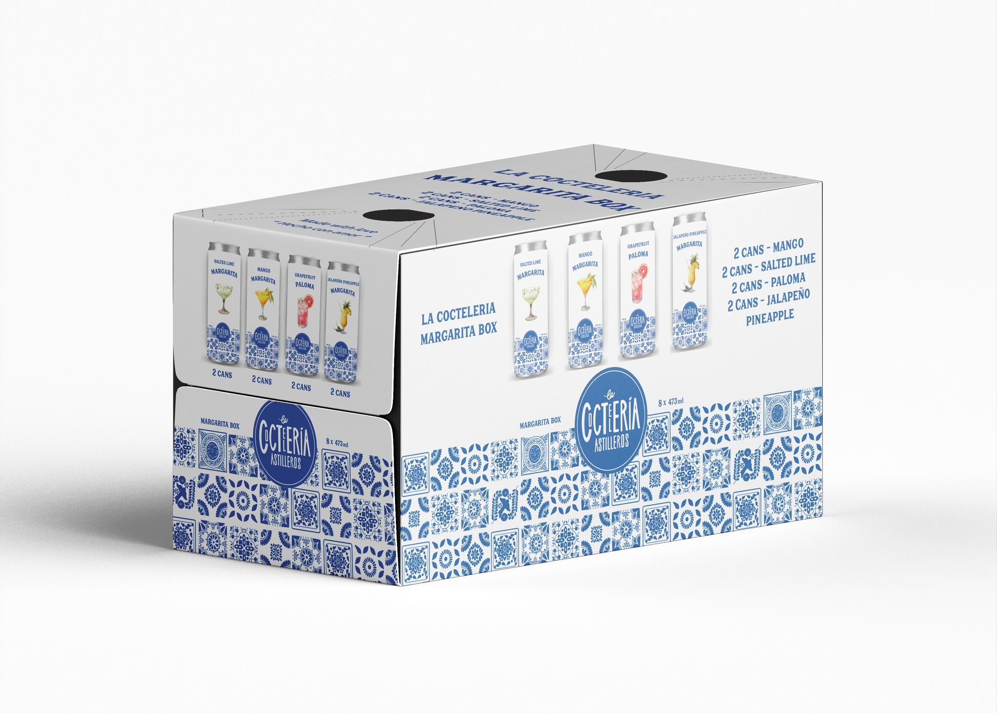 La Coctelería Margarita Mix Pack – 8 cans with Mango, Jalapeño Pineapple, Paloma, and Lime Margarita flavors